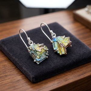 Vente en gros de boucles d'oreilles pendantes en argent sterling 925 avec cristal de bismuth, faites à la main, pour les fiançailles, les mariages et les cadeaux de fête - Product Image 2
