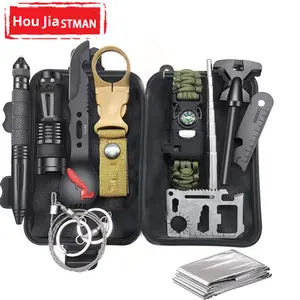 مجموعة أدوات النجاة والإسعافات الأولية متعددة الاستخدامات مع مصباح يدوي وبطانية للتخييم والصيد والسفر، هدية للرجال - Product Image 6