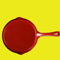 Wajan Besi Cor Berenamel Ramah Lingkungan Set Peralatan Masak Wajan Datar untuk Steak Loyang Panggang Gagang Pendek 2 Lubang Pembuangan 26cm Gas