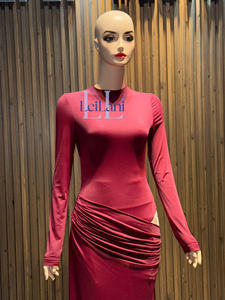 Elegante Vestido Maxi Fruncido de Manga Larga - Vestido de Noche Bodycon Sexy con Aberturas en la Cintura para Mujer de Vietnam - Product Image 3