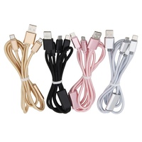 Nylon tressé 1.2m 3-en-1 câble de charge rapide multi-USB cordon de charge pour iPhone pour Samsung pour Xiaomi Android Mobile
