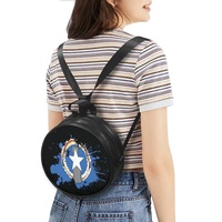 Sac à main rond en PU avec motif Saipan, fabriqué sur mesure, en cuir PU lisse, convertible, pour femmes, pour le shopping quotidien et les voyages