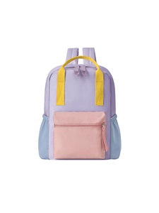 Primary School Students' Customized Printed Logo Unisex Color Block <b>Large</b>-Capacity Lightweight Microfiber Synthetic <b>Backpack</b> - Product Image 5