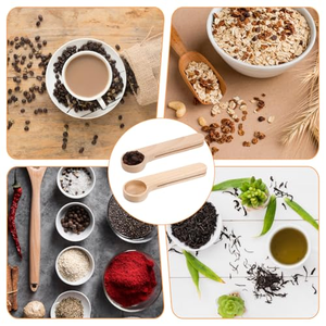 Cuillère à café en bois personnalisée en gros avec clip de sac, cuillère à mesurer en bois de hêtre massif, cuillères à thé et café avec clips, cadeau - Product Image 5