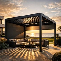 Pergola motorisée à lames orientables en aluminium, imperméable, pour cour, avec télécommande, résistante aux UV, écologique, thermolaquée, facile à assembler