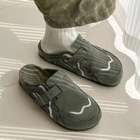 Mules de plage unisexe en daim à bout fermé avec semelle en liège, en cuir véritable antidérapant pour hommes, personnalisables, avec semelle en TPR, gel, caoutchouc et PU, direct usine