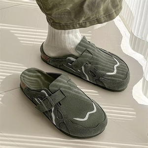 <span class=keywords><strong>Ciabatte</strong></span> da Spiaggia Unisex in Pelle Scamosciata <span class=keywords><strong>con</strong></span> Punta Chiusa e <span class=keywords><strong>Suola</strong></span> in <span class=keywords><strong>Sughero</strong></span>, Mules Personalizzate in Vera Pelle Antiscivolo per Uomo, Produzione in TPR, Gel, Gomma e PU - Product Image 3
