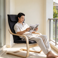 Fauteuil individuel moderne et minimaliste en bois massif, confortable et robuste, pour salon