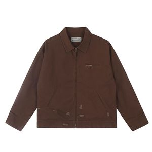 Crazy Maker, nueva chaqueta de lona personalizada para hombre, chaqueta gruesa y cómoda, decoración de Metal, chaqueta de calle antigua rota a la moda - Product Image 2