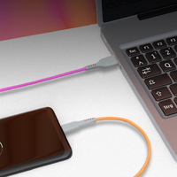 Kabel USB Tipe-C Nylon Rainbow Braided dengan Pengisian Cepat 3A PD untuk Perangkat iPhone dan Android