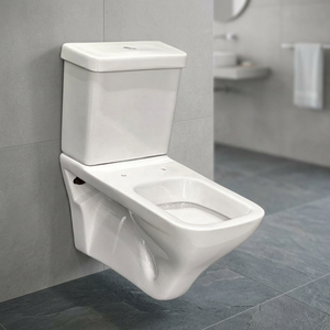 WC en céramique blanc premium, deux pièces, à poser, à double chasse, avec siphon en S - Product Image 6