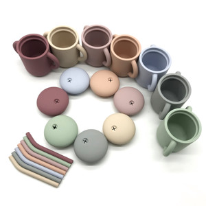 Gobelet à bec pour bébé en silicone avec logo personnalisé, sans BPA, de qualité alimentaire, avec paille, pour tout-petits, enfants de 6 mois et plus, pour les repas et les boissons, pour nourrissons - Product Image 1