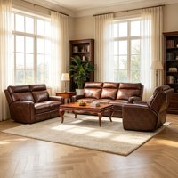 Modernes Antik-Wohnzimmer-Set Möbel Elektrischer Relaxsessel Echtleder-Relaxsofa mit herunterklappbarem Tisch