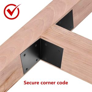 Supports <span class=keywords><strong>d</strong></span>'<span class=keywords><strong>angle</strong></span> en métal robuste en forme de L, noirs, 90 degrés, pour étagères de meubles en bois - Product Image 5