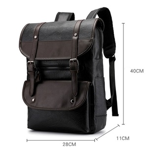 Sac à dos en <span class=keywords><strong>cuir</strong></span> PU vintage pour hommes, sacs rétro imperméables, sacs à dos pour ordinateur portable de voyage, sacs d'école pour affaires - Product Image 2