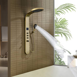 Cascade Round Top Spray En Acier Inoxydable En Laiton Bobine Système <span class=keywords><strong>De</strong></span> <span class=keywords><strong>Douche</strong></span> <span class=keywords><strong>De</strong></span> Pluie Clé <span class=keywords><strong>De</strong></span> Piano Brossé Or Led Ensemble <span class=keywords><strong>De</strong></span> <span class=keywords><strong>Douche</strong></span> - Product Image 3