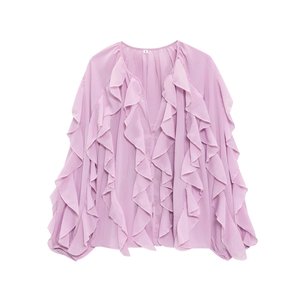 Camicia decorativa da <span class=keywords><strong>donna</strong></span> con scollatura a V da <span class=keywords><strong>donna</strong></span> blusa con scollo a V bottone camicie eleganti da <span class=keywords><strong>donna</strong></span> <span class=keywords><strong>Chic</strong></span> - Product Image 4