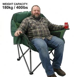 Chaise de camping de luxe surdimensionnée avec poche latérale et porte-gobelet, cadre métallique pliable, capacité de 180 kg pour adultes, pêche et pique-nique - Product Image 2