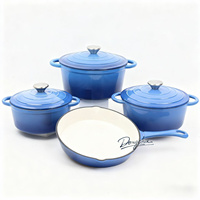 Ensemble de casseroles en fonte émaillée au prix d'usine - Antiadhésif, 7 pièces, ensemble de casseroles et poêles vertes, compatible four et cuisinière, durable