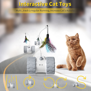 Jouets interactifs pour chats d'intérieur, jouets automatiques pour chatons, électroniques avec souris et 3 plumes pour que les chats jouent seuls - Product Image 6