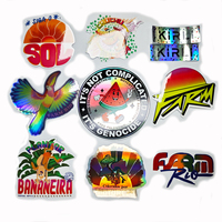 Autocollants holographiques découpés sur mesure en vinyle blanc, durables, résistants aux UV et à l'eau, avec logo personnalisé, couleur CMYK, forme personnalisée, cadeau UV