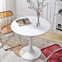 Juego de mesa de comedor de lado redondo con diseño de tulipán contemporáneo, muebles de madera modernos para el hogar, cocina, sala de estar, oficina, uso en Hotel