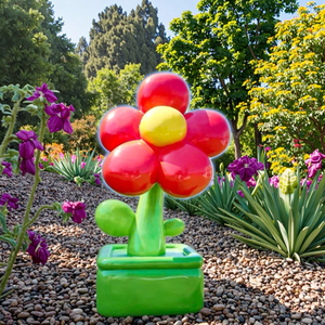 Grandi Sculture di Fiori in Fibra di Vetro Dipinte Personalizzabili, Resistenti alle Intemperie, per Decorazione Giardino a Tema Amore - Product Image 4