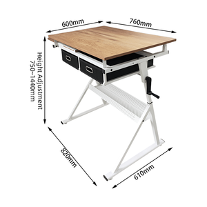 Mesa de Dibujo Multifuncional para Arquitectos, Escritorio Inclinable con Ángulo Ajustable, con 2 Espacios de Almacenamiento y Manivela - Product Image 4