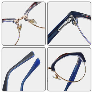 87268 Monture de lunettes anti-lumière bleue en TR90 et métal, forme géométrique ovale, monture complète, unisexe, pour les ventes transfrontalières - Product Image 1