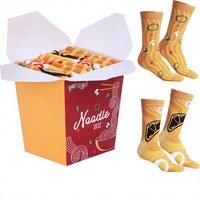 Chaussettes mi-mollet unisexes en coton respirant, personnalisées et sur mesure, pour la restauration rapide (type boîte de nouilles)