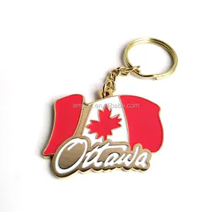 Pemasok Gantungan Kunci Logam Grosir Bendera Kanada Ottawa Gantungan Kunci Logam Enamel Lembut Gantungan Kunci Kanada
