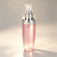 Flacon de lotion cosmétique en PET cylindrique de luxe 30g/100ml/150ml avec pompe pulvérisatrice, col en aluminium doré, estampage UV/or, logo personnalisé
