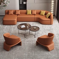 Ensemble de canapés modulaires en cuir PU de style italien minimaliste moderne en forme de L pour hôtel, salon et chambre à coucher