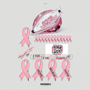 Pin de Solapa Personalizado con Cinta Rosa y Gorros Cruzados, para la Concienciación sobre el Cáncer de Mama, con la inscripción '<span class=keywords><strong>Octubre</strong></span> Encantado', que promueve la detección de metales y salvando vidas - Product Image 2