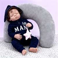 Poupée en silicone Reborn Baby Brown Dark Cute Curly Boy Reborn Doll Simulation Doll Reborn Toddler Dolls Boy de 18 pouces