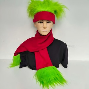 Halloween <b>Grinch</b> Mask Gloves Scarf and <b>Hat</b> Christmas Decoration - Product Image 1