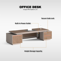 Bureau de direction moderne avec prise de courant intégrée, serrure à code sécurisée, grand espace de rangement pour bureau de direction