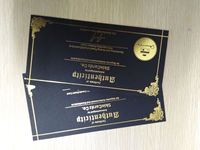 Papier de sécurité avec gaufrage en feuille d'or, certificat d'authenticité avec hologramme