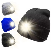 Chapeau d'extérieur de haute qualité avec lampe frontale LED rechargeable par USB pour l'hiver, bonnet tricoté avec lampe frontale, vente en gros