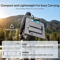 Panneau solaire portable pliable ALECTER bleu 200W |   Panneau solaire étanche IP65 pour camping, randonnée, pêche, extérieur, camping-car, van, bateau, réseau