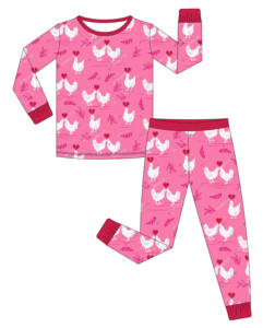 Conjunto de Pijama de Bambú de 2 Piezas para Bebé Niña, Tema de Corazón, Tejido Orgánico, ODM OEM, Venta al por Mayor, Envío Rápido, Listo para Enviar - Product Image 1
