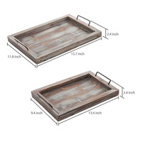 Plateau de service en bois avec poignée métallique pour la maison, l'hôtel, la table, le service alimentaire, le rangement – Meilleure vente