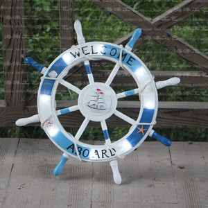 Nautical <b>Ship</b> <b>Wheel</b> 62 Cm With Lights Decorative Coastal Style Bar Decoration - Product Image 1