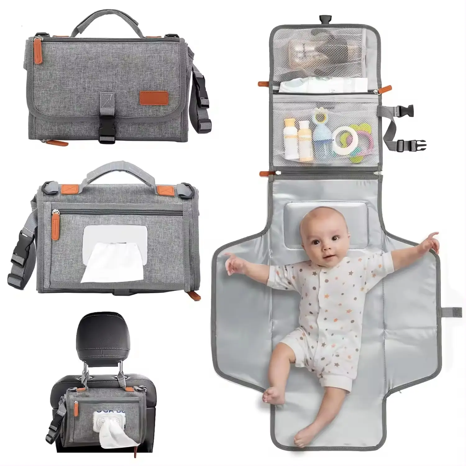 Hot selling travel baby portable Change Mat Bag Waterproof Baby diaper changing pa