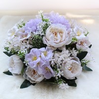 Centre de table en fleurs artificielles en soie, rose, blanc et violet, nouveau design DREA, pour mariage.