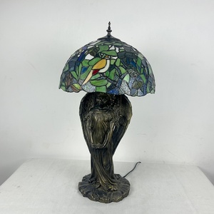 LongHuiJing European Unique Stained Glass Table Lamp with 16-Inch Wide Lamphade Simple Eco-Friendly Design E26 LED Desk Lamp - Product Image 4