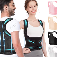 Correcteur de posture avec soutien dorsal complet, tissu en maille respirante, double sangle réglable et 4 barres de soutien