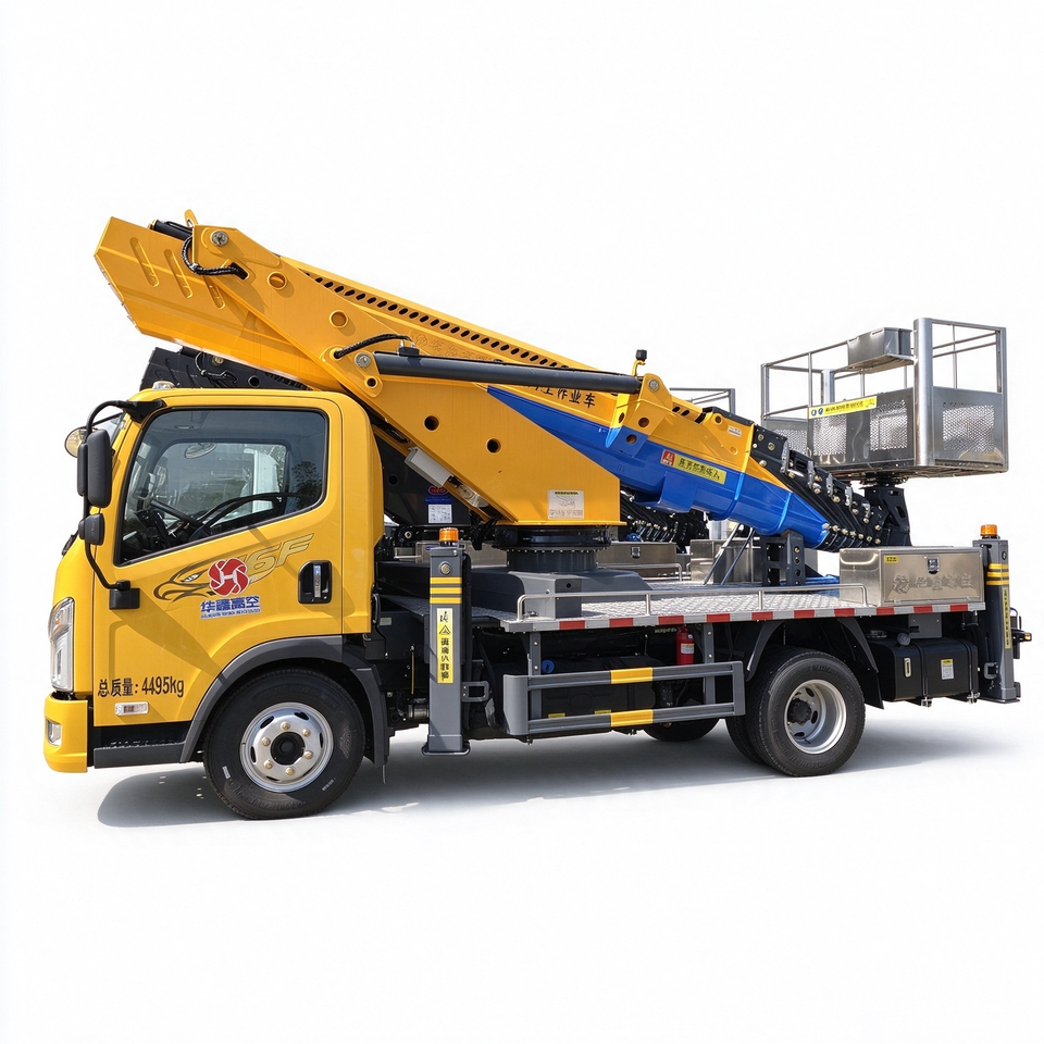 33 Meters Truck Mounted Aerial Lift Platform Telescopic Boom Cherry ...