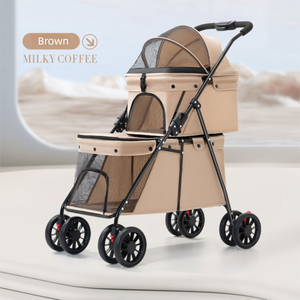 Carrito Doble para Mascotas, para 2 Perros, Desmontable, Plegable, de 4 Ruedas, con Compartimentos Separados, Directo de Fábrica - Product Image 6