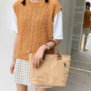 Bolsa de Compras Reutilizable de Algodón Ecológico con Logotipo Impreso Personalizado de Alta Calidad, con Bolsillo y Patrón de Letras - Product Image 5